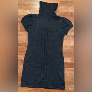 Pink Rose Women's Sweater Dress Size X-Large Dark Gray Short Sleeve Turtle Neck